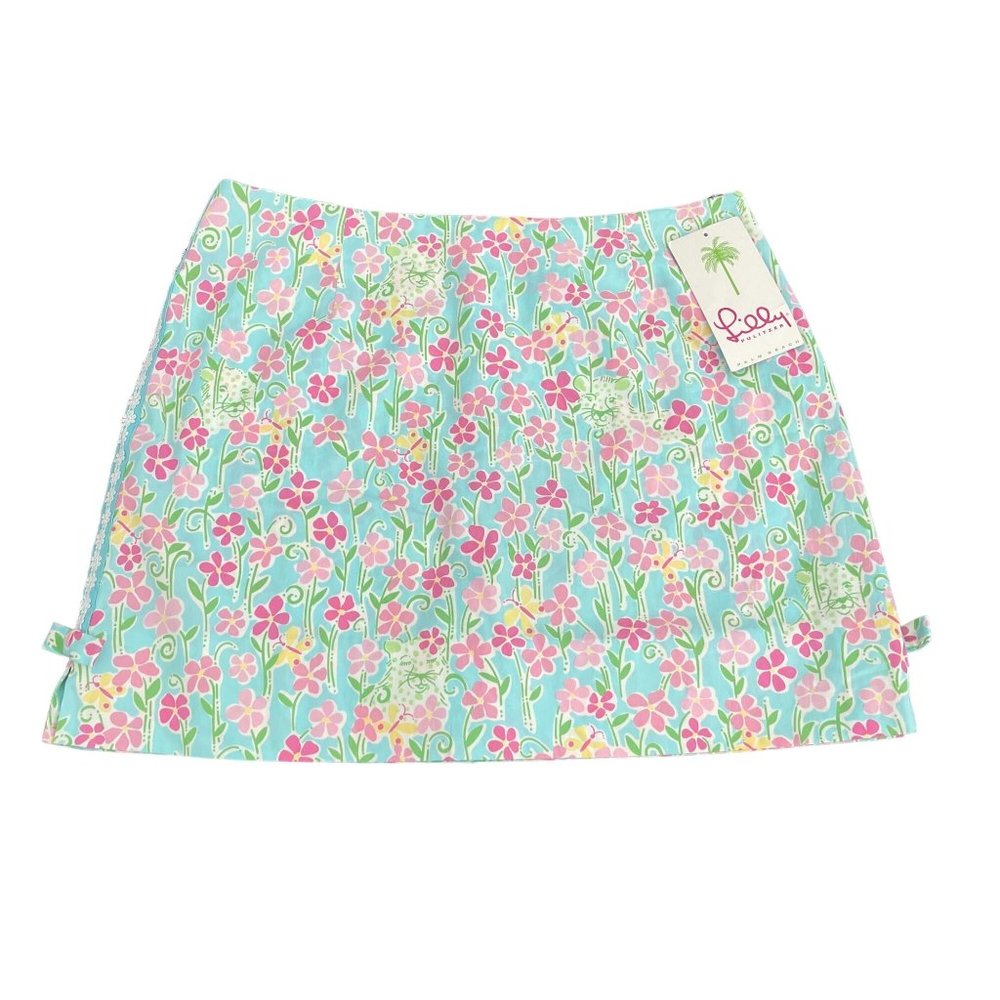 Lilly Pulitzer Kimilyn Skort Wave Blue Floral Tiger, Size 8 NWT